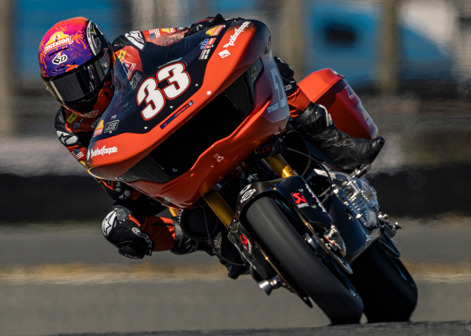 Bradley Smith rides his race-prepared Road Glide at Daytona International Speedway