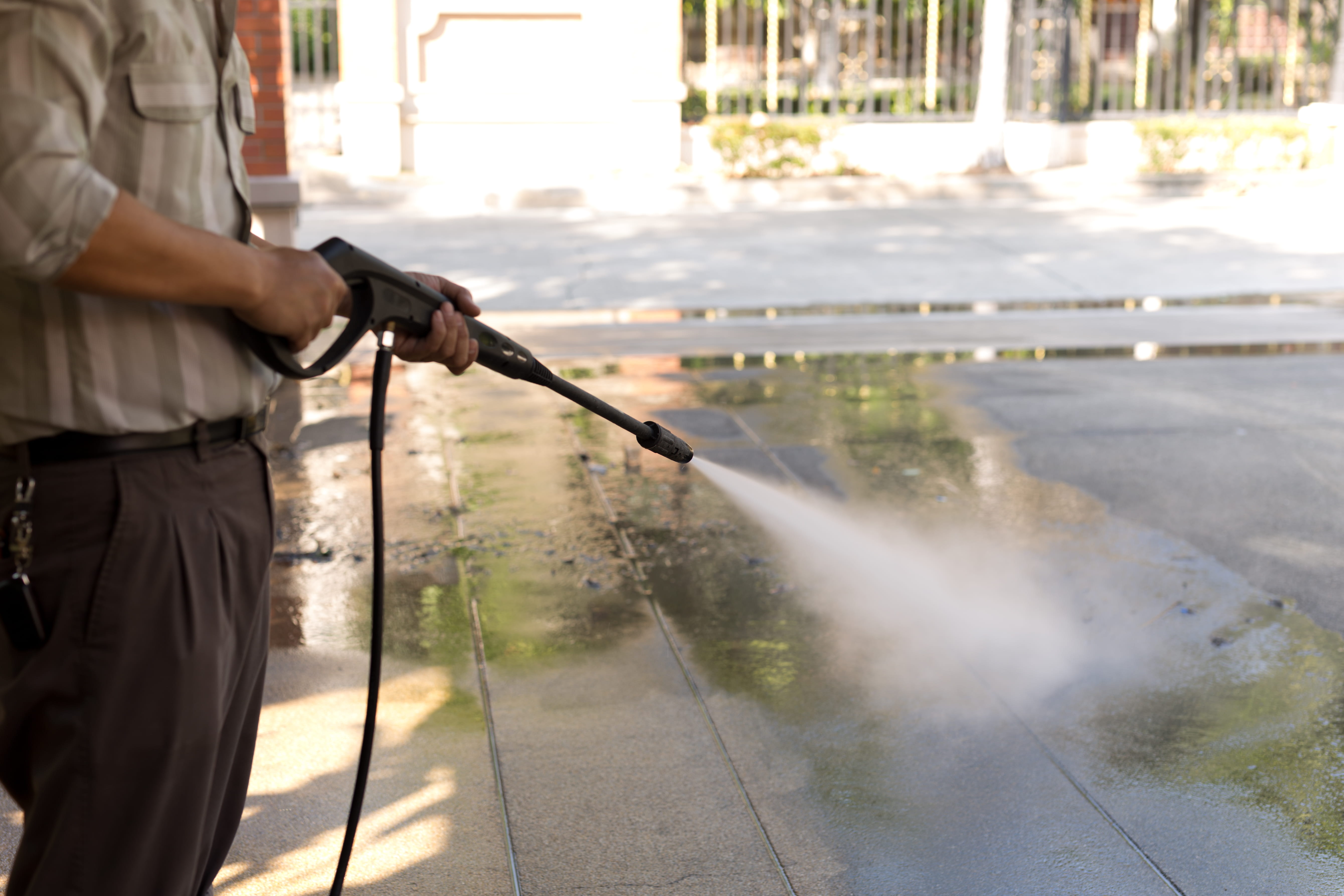 What surfaces need pressure washing on a commercial property in London?
