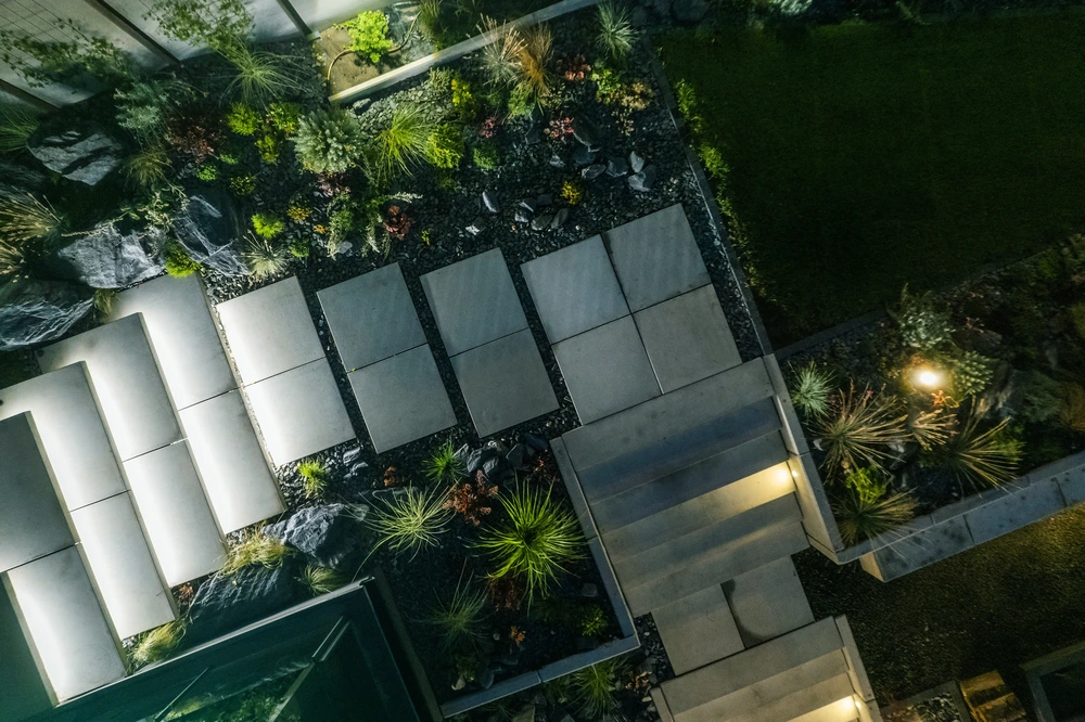 modern-residential-backyard-garden-illuminated