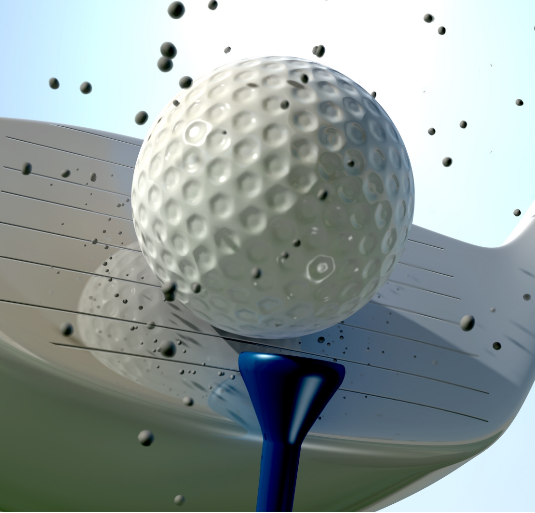 Photo d’un bâton et d’une balle de golf.  