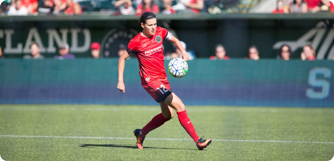 Photo de Christine Sinclair, capitaine de l’équipe nationale canadienne de soccer féminin. 