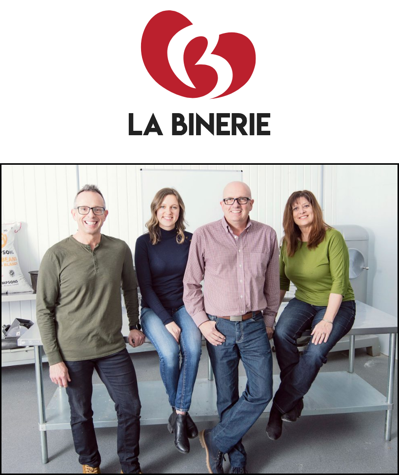 Logo et photo de membres de l’entreprise La Binerie. 