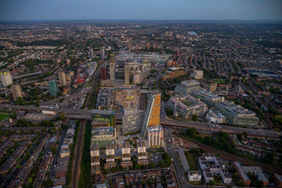 Aerial shot white city