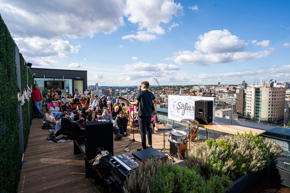 Platform roof terrace and summer social event