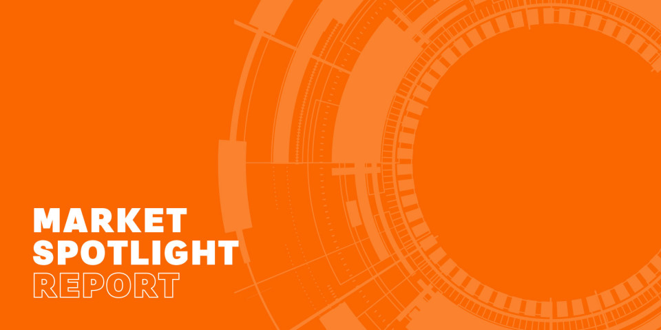 Orange background with text saying market spotlight report