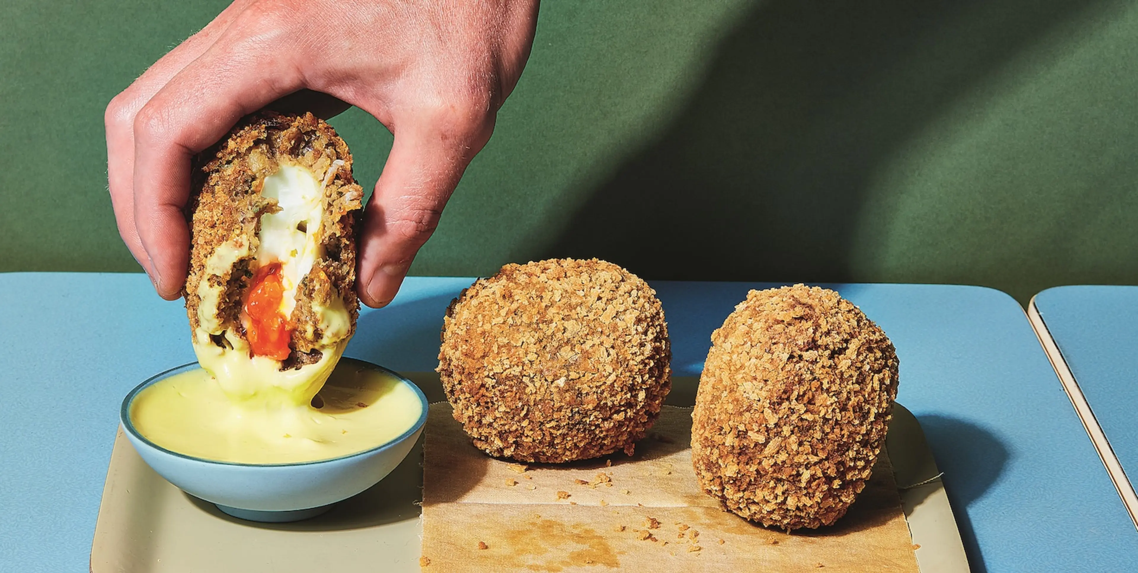 Scotch eggs and a dip