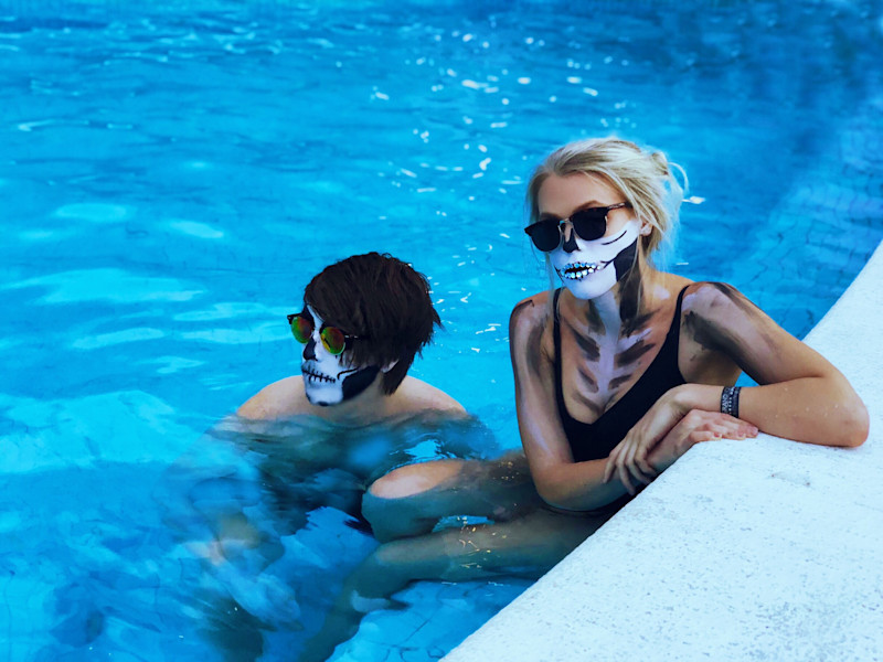 DNT RYE skeletons hanging by the pool, Alma Bjellerup & Simon Westerdahl