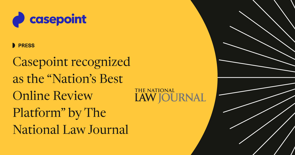 Casepoint awarded “Nation&rsquo;s Best Online Review Platform” by The 