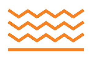 Orange icon of zig-zag lines representing vibration