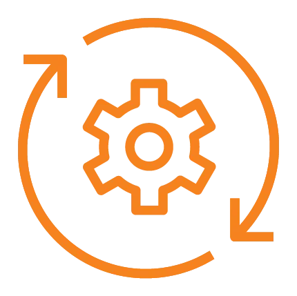 Icon of a gear with arrows representing lifecycle
