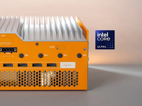 Onlogic Computer One side of a Helix 520 Series industrial computer from OnLogic with an ...