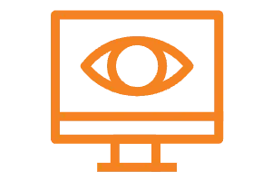 OnLogic orange icon of a monitor with an eye