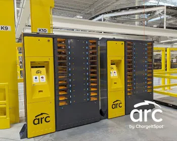 An ARC logo over a picture of an Asset Recharge Center (ARC) system by ...