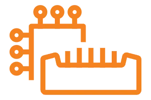 OnLogic orange icon of a computer-processor