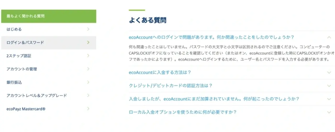 エコペイズはサイトも日本語対応