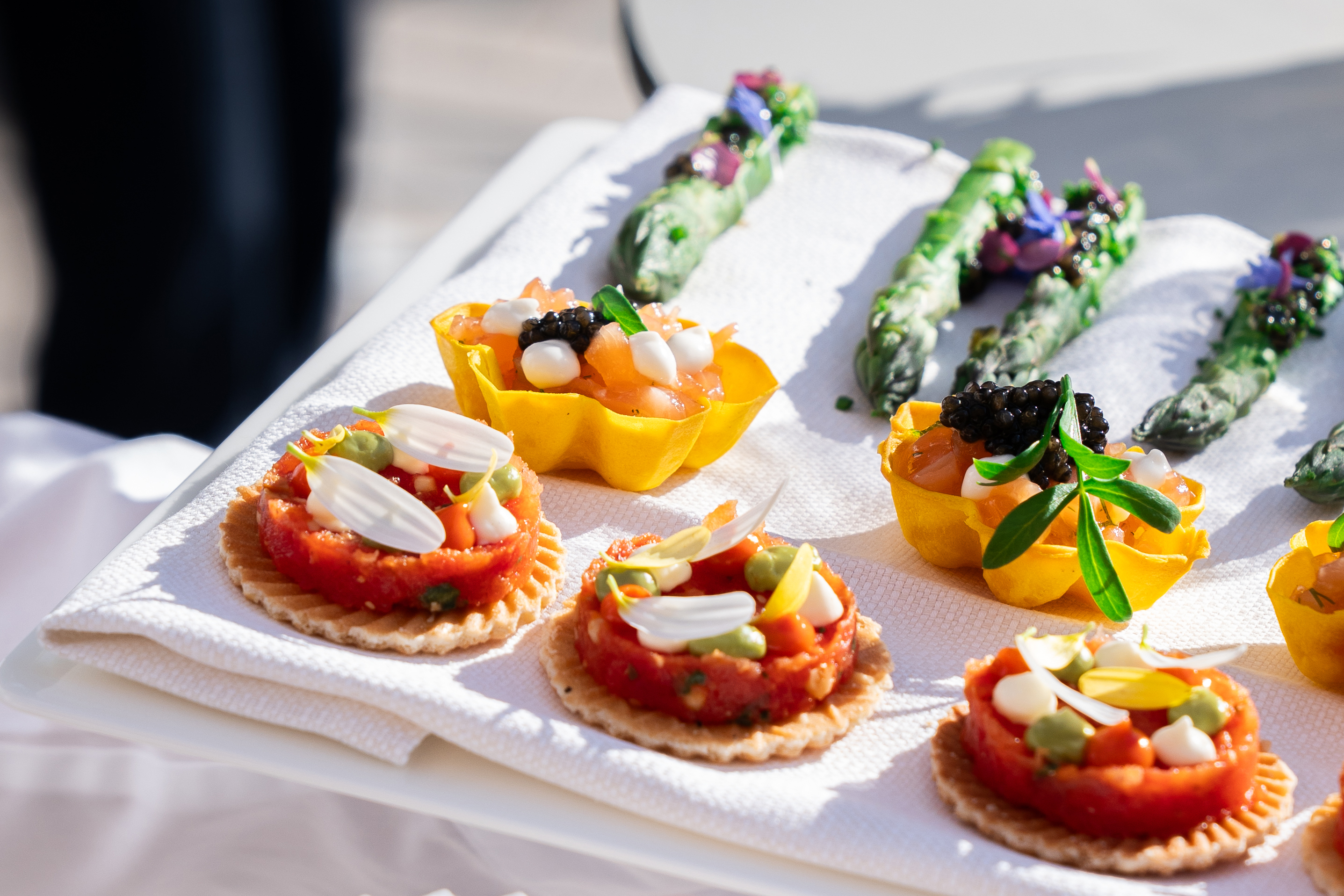 A colorful plate with finger food