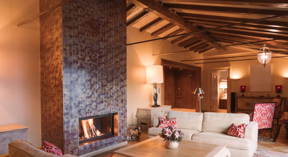 Carlton Penthouse Suite -  Living Area Fireplace