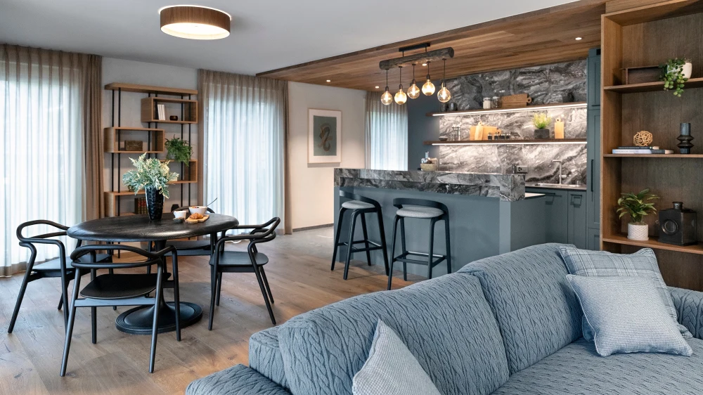 Tschuggen Grand Hotel | One Bedroom Mountain Loft | Living Area