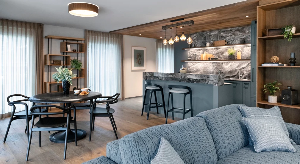 Tschuggen Grand Hotel | One Bedroom Mountain Loft | Living Area
