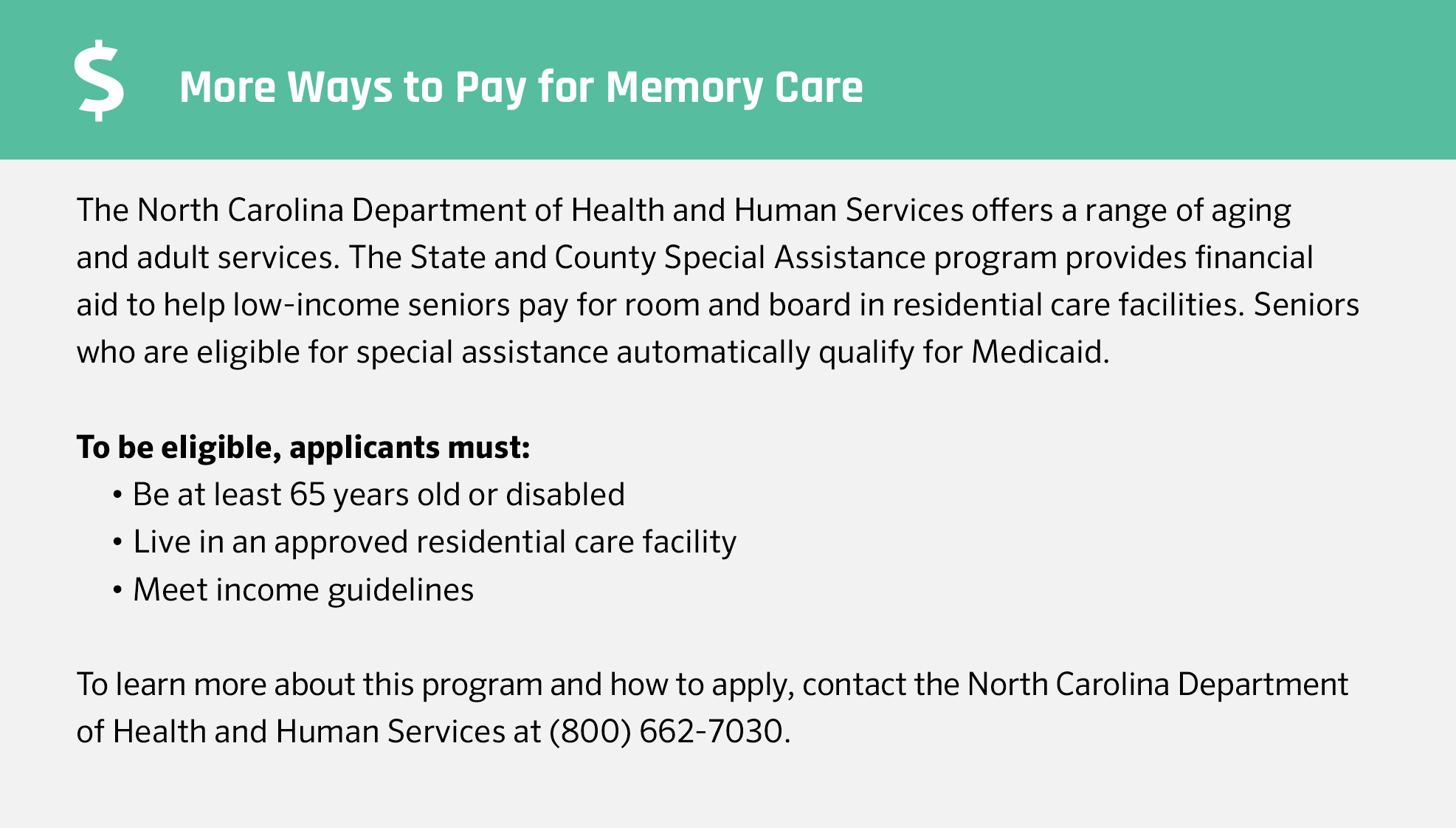 Financial Assistance for Memory Care in North Carolina