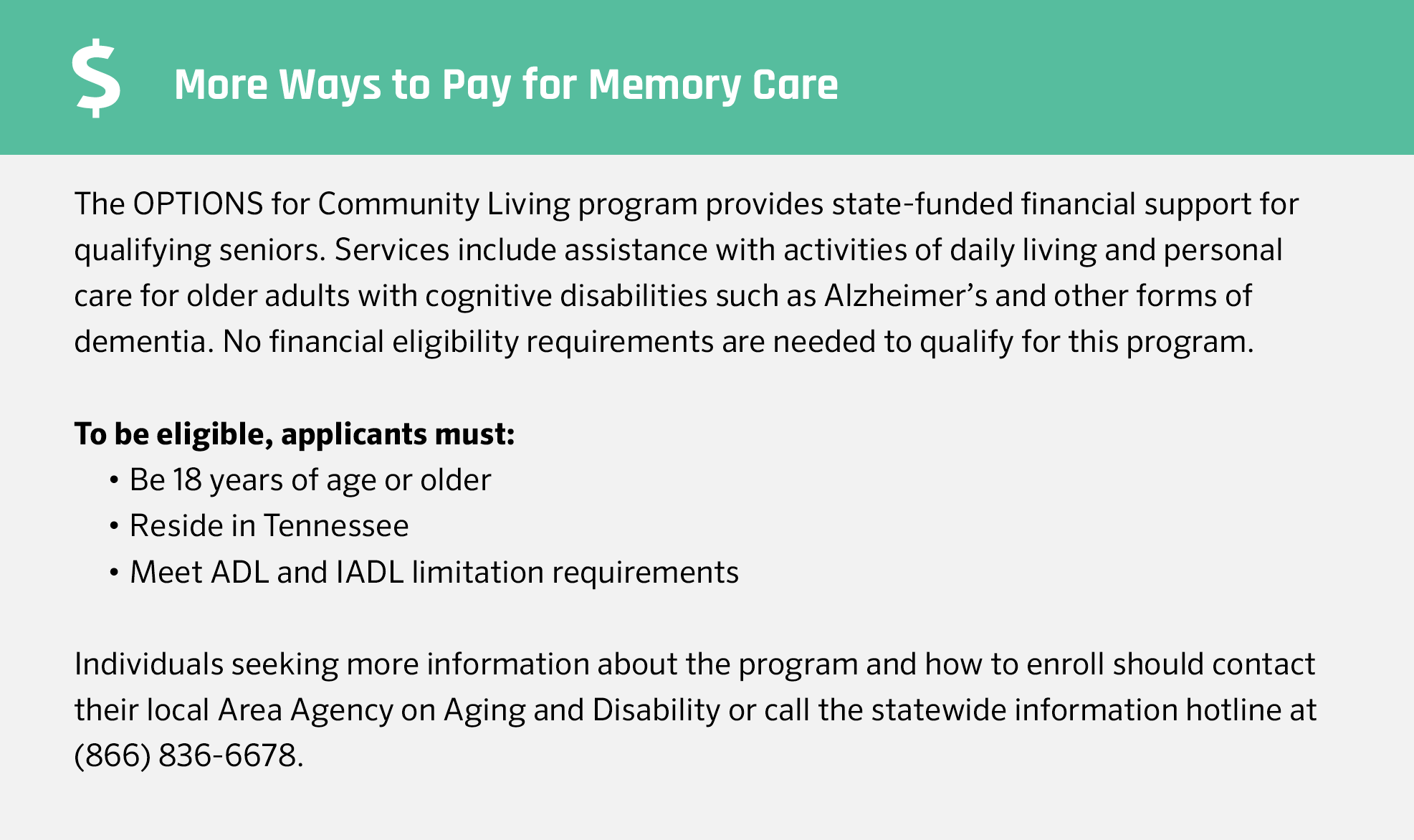 Financial Assistance for Memory Care in Tennessee