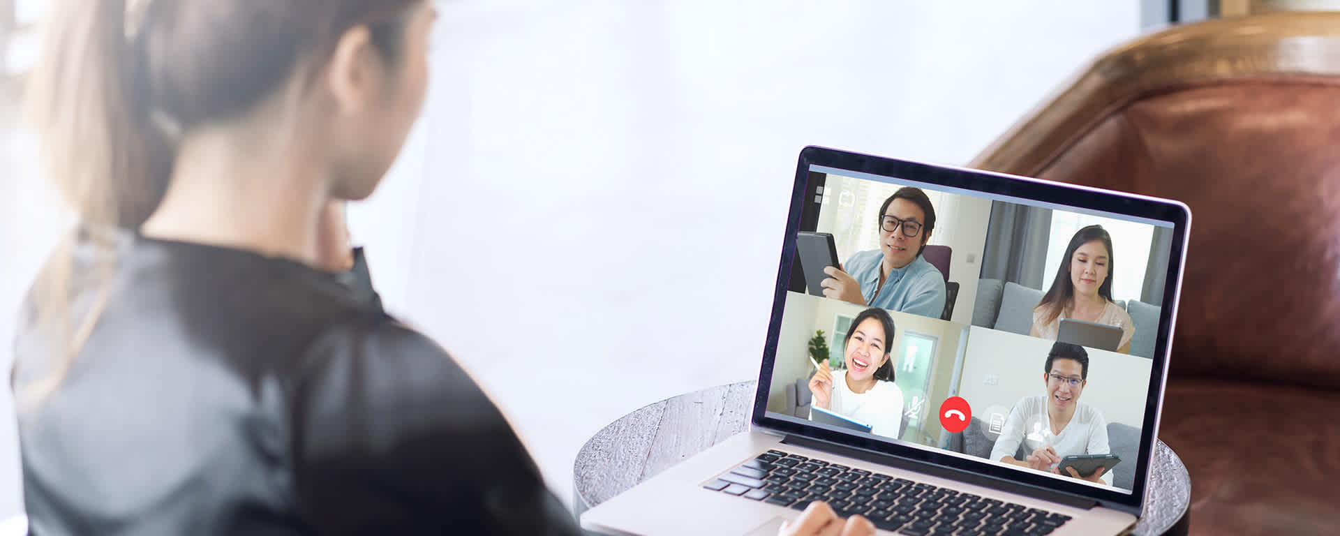 A young woman discusses the importance of cybersecurity on a video conference | Blog