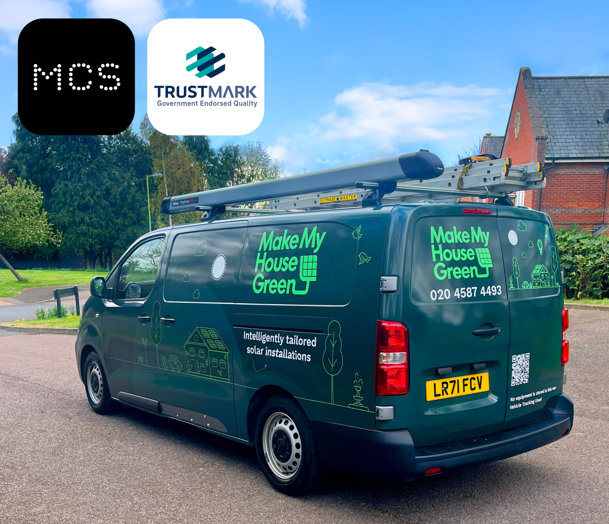 MakeMyHouseGreen Van with Trustmark and MCS logos