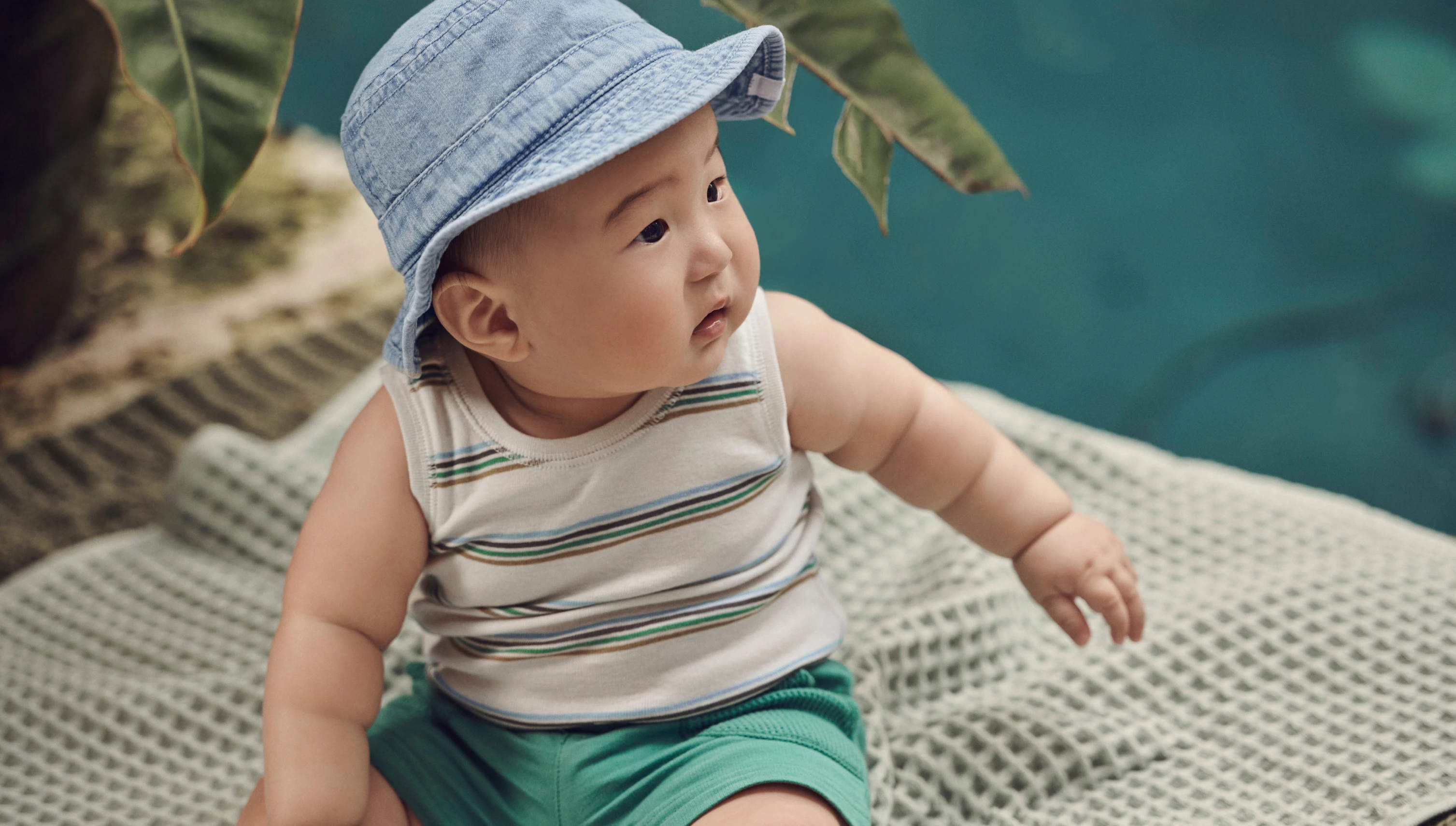 Raise the future baby with chambray bucket hat