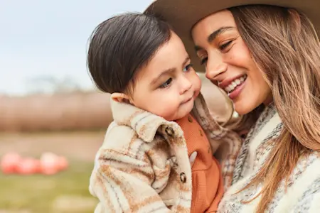 fall mom & baby shacket shot