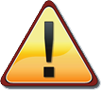 An image of a triangular warning sign with red borders and a large, bold exclamation point in the center. 