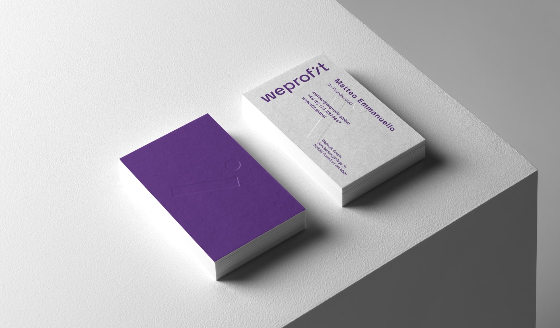 Concept portfolio WeProfit business card embossed
