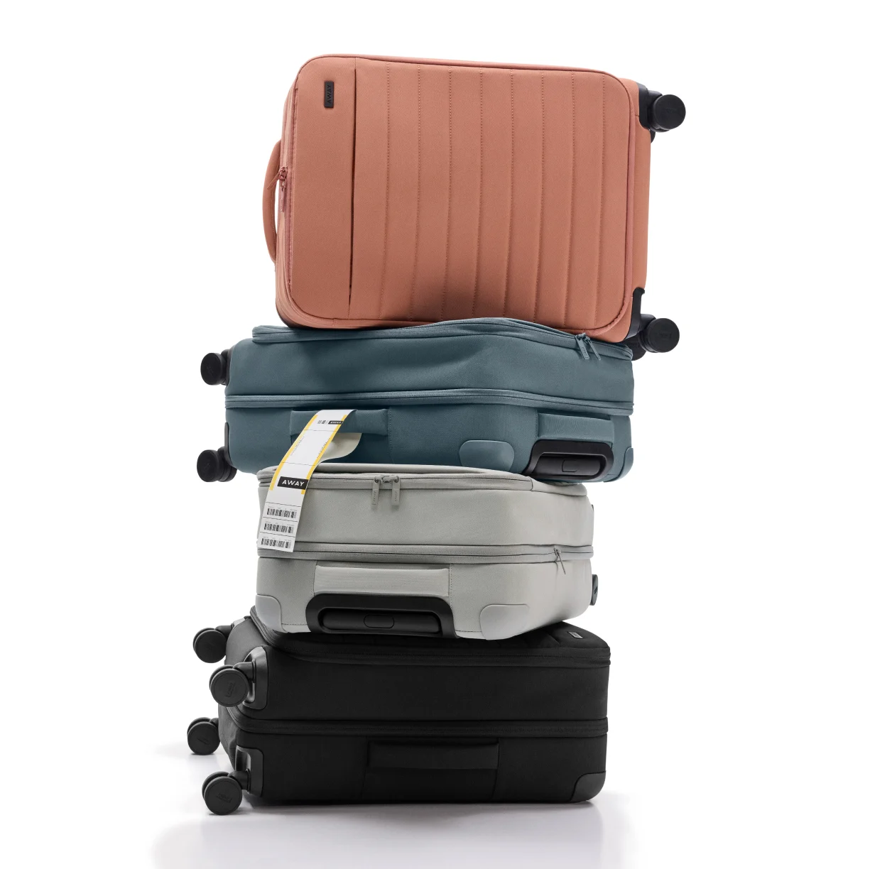 Away softside suitcases in a variety of colors