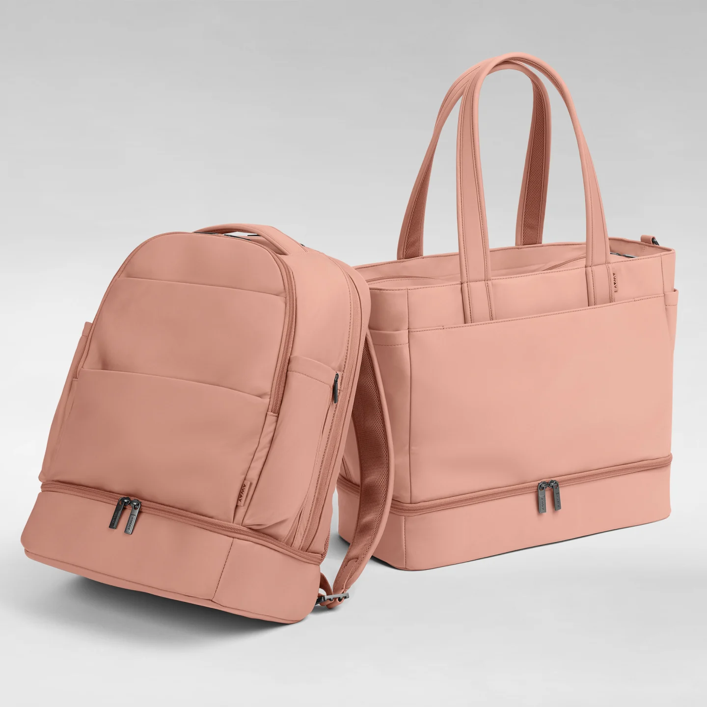 Clay Pink Diaper Backpack and Double Diaper Tote from Away