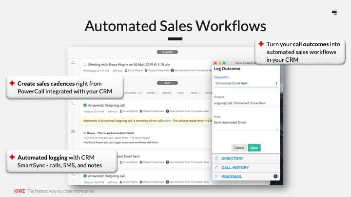 Registro, cadências e resultados automatizados no sistema de call center Kixie PowerCall
