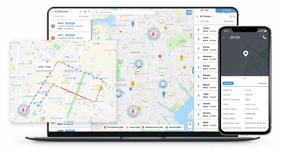 LogiNext Mile route planning dashboard