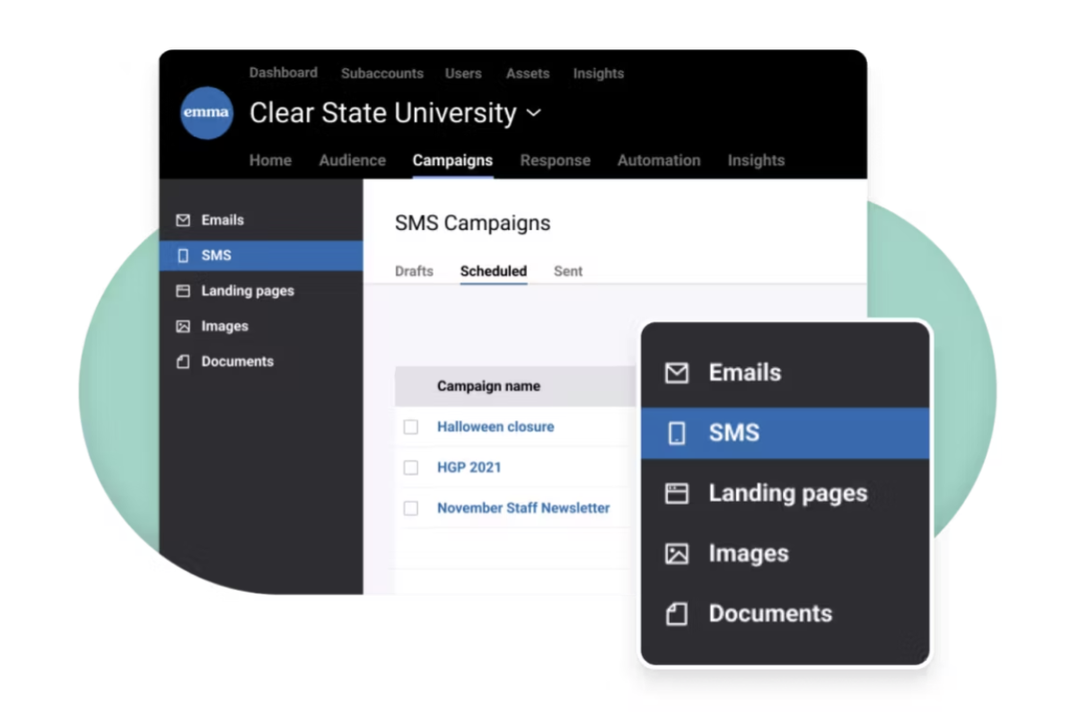 Vista della dashboard di Emma by Marigold