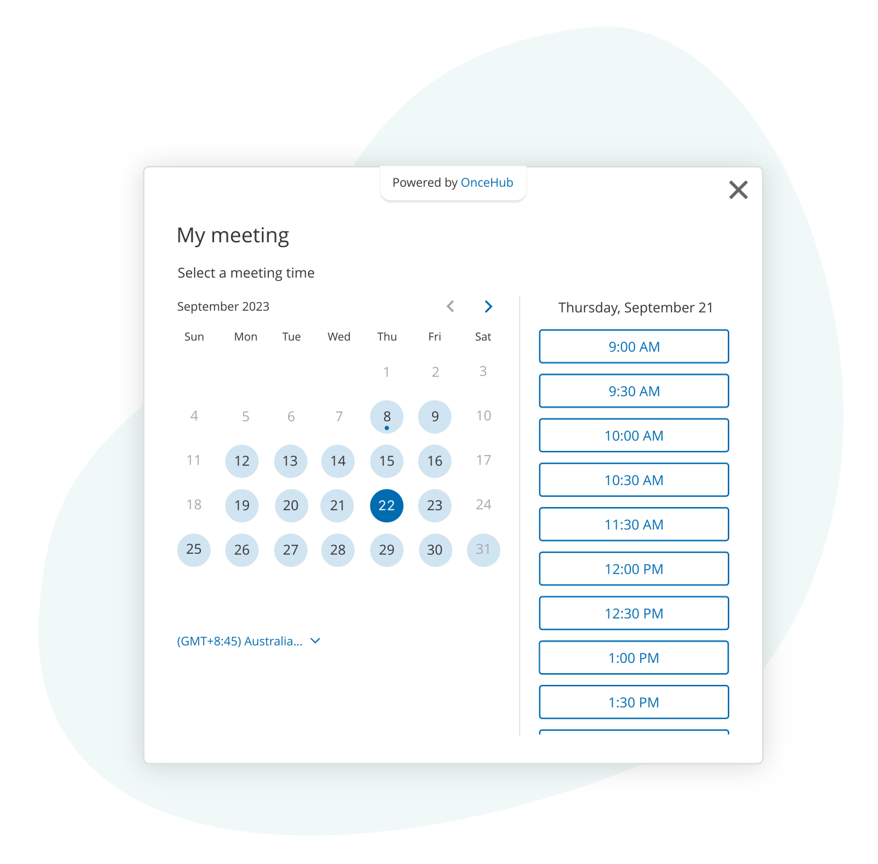 Captura de tela do painel de controle do OnceHub