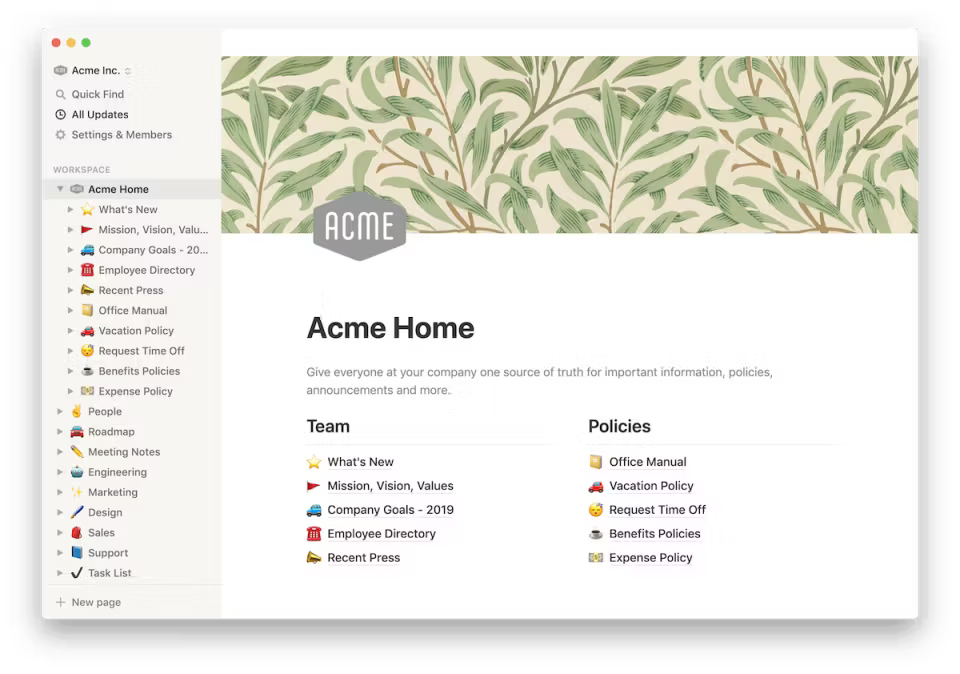 Interface do espaço de trabalho do Notion com visualização de roteiro e tarefas