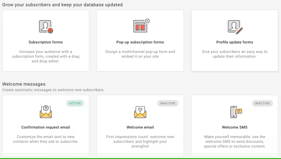 Modelli per SMS drag and drop di MailUp