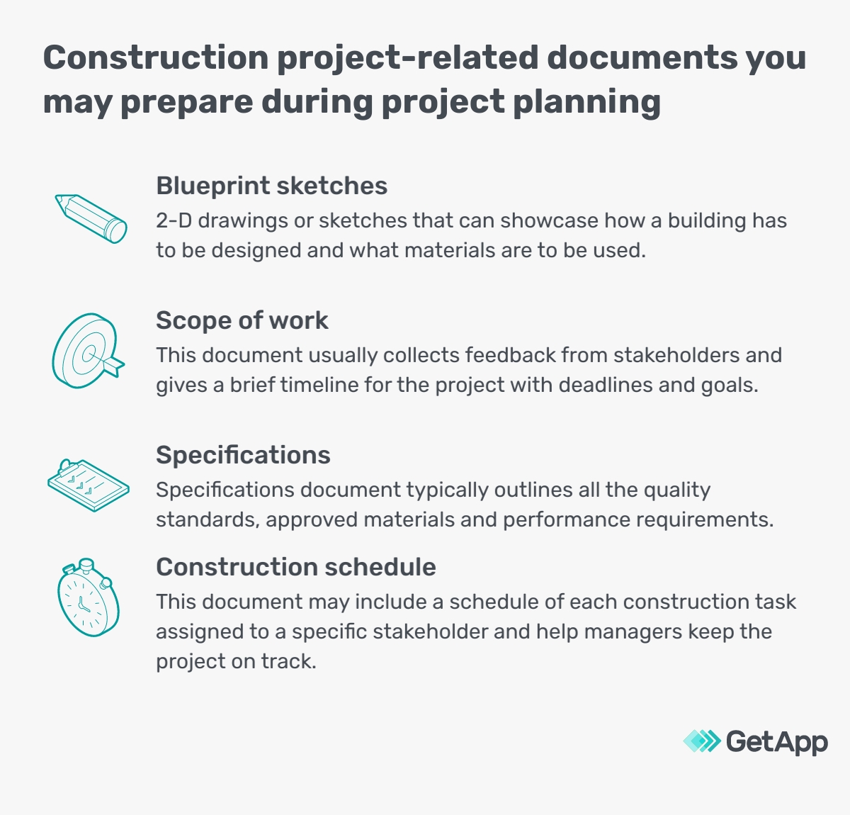 Documents you can create during construction project planning