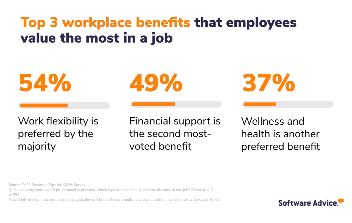 Primary workplace benefits that employees value most in a job