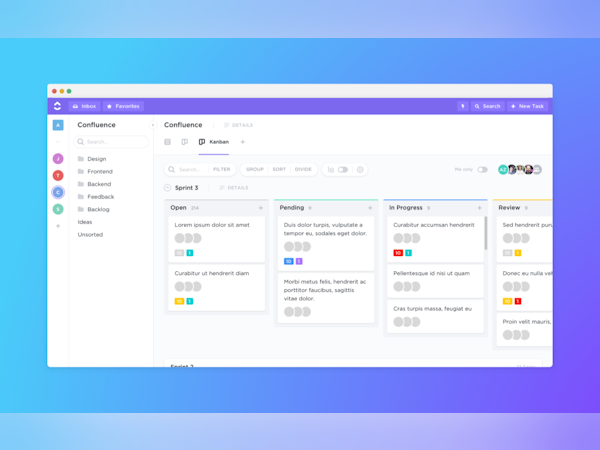 Dashboard do Confluence com cartões que podem ser usados para criar banco de ideias