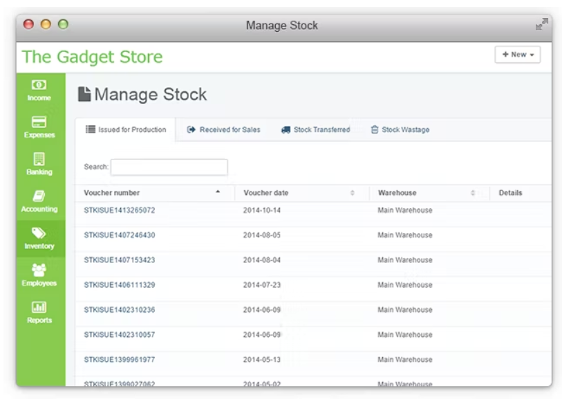 Stocklisting in ProfitBooks’ database