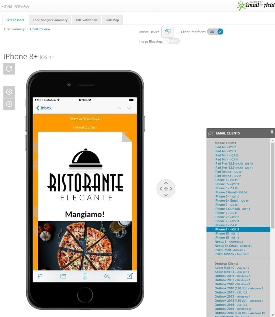 Interface des fonctionnalités mobiles sur Firedrum Email Marketing