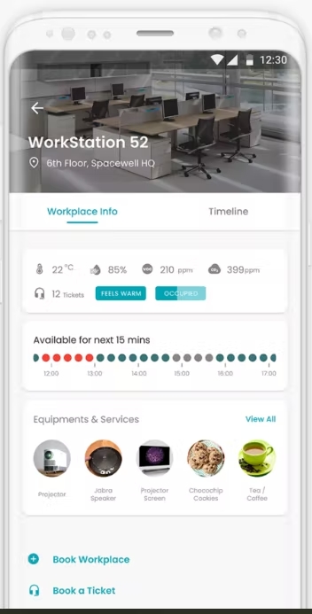Gebruikers-interface Spacewell Workplace