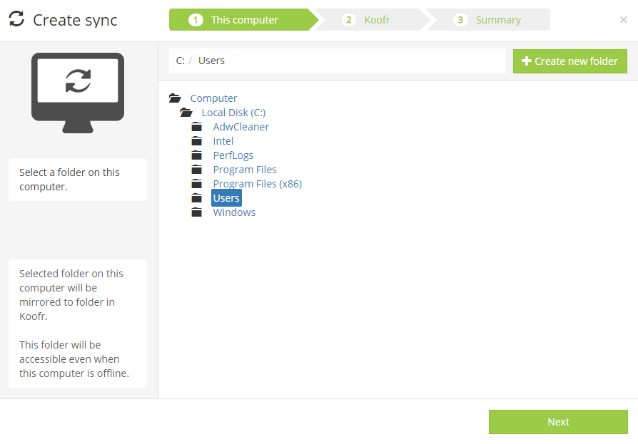 Koofr data synchronisation