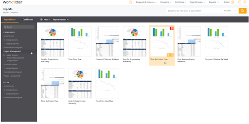 capture-écran-rapports-projets-workotter Capture d'écran des rapports de projets de Workotter