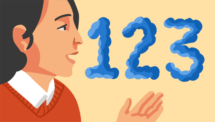 Eine Frau mit den Zahlen 123