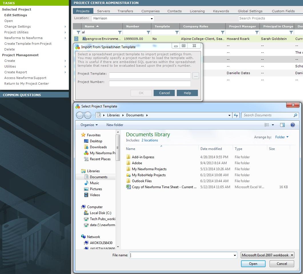 Herramienta de organización de proyectos Project Center de Newforma