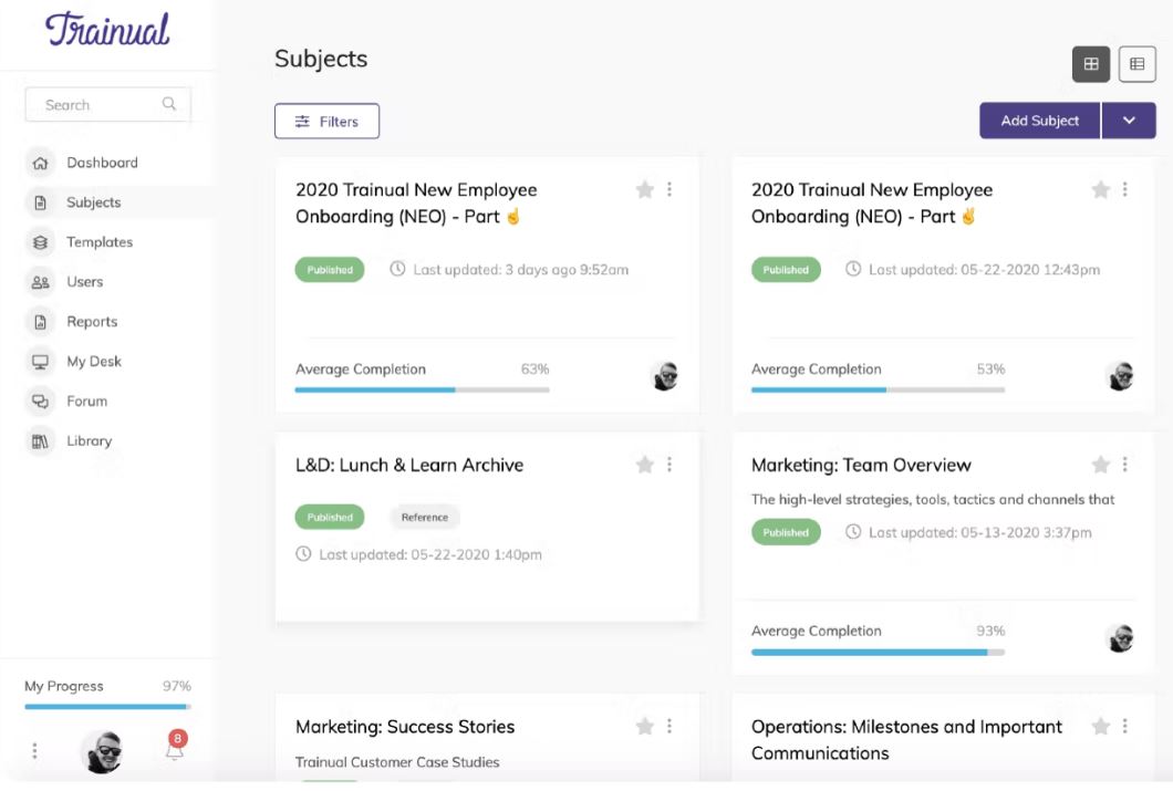 Knowledge-managament-AU-GA-Screenshot-Trainual Trainual’s dashboard allows users to upload and update content whenever required